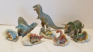 Adult Triceratops,  Allosaurus,  Dimetrodon & 5 Baby Hatchlings Dinosaurs From Aaa