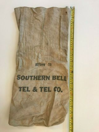 Vintage Cloth Money/mail Bag Southern Bell Tel & Tel Co.  Vintage Aged