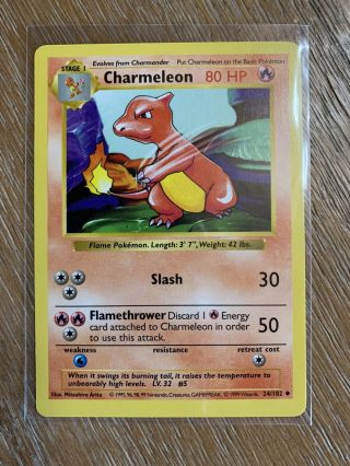 1999 Pokemon Base Set - 1st Edition - Charmeleon Shadowless Card 24/102