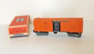 Vtg Lionel Post - War X3464 Santa Fe At&sf Operating Box Car 63132 Orange O Scale