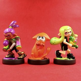 Nintendo Amiibo Inkiling Girl Green,  Boy Purple,  Squid Orange Set Splatoon