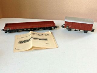 2 Marklin Ho Db Freight Cars - 4914 Low - Sided Wagon & Covered Goods Wagon
