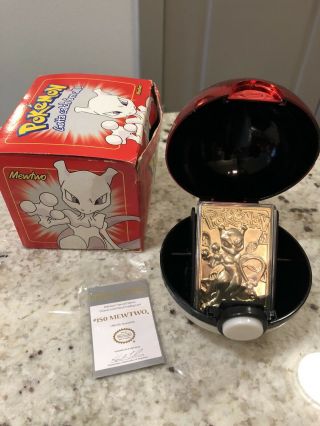 Mewtwo Pokemon Pokeball 23k Gold Plated Card Burger King Red Box