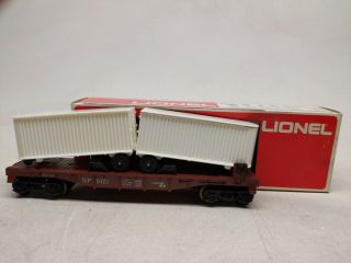 Vintage Lionel Np Flat Car With Vans O Gauge Train Freight Car 6 - 9122