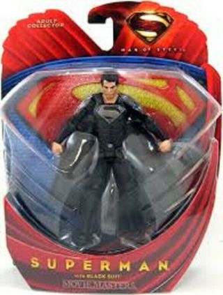 Man Of Steel Movie Masters Superman Action Figure [black Suit]