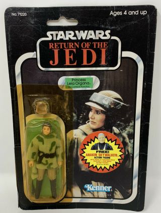 Vintage 1984 Star Wars Rotj Princess Leia Combat Poncho Moc Anakin Promo