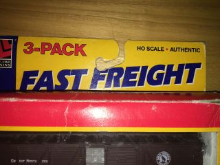 Life - Like HO Scale Fast Freight 3 - Pack CN&W Stock Car,  GN Boxcar & DuPont Tanker 3