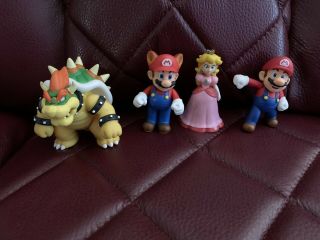Mario Bros 4.  5 " Bowser 2 - Mario,  Princess Peach And King Koopa Pvc Figures
