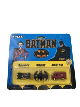 1989 Ertl Batman Micro Minis Batmobile Batwing Joker Van Never Opened
