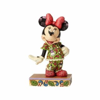 Disney Traditions Minnie Mouse In Christmas Pajamas Statue
