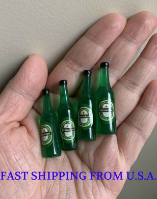 4 X 1/12 Dollhouse Miniature Heineken Beer Bottles 12  Doll Figure ❶usa❶