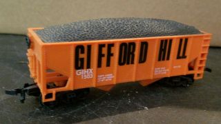 Dl Ho Scale Train Car Horn Hook Gifford Hill Orange 2 Bay Hopper With Load Htr