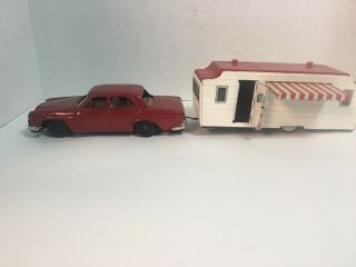 Bandai Car With Camper House Trailer Friction Beauty Pressed Metal