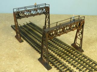 N Scale (2) Signal Bridges Three Track (weathered & Detailed)