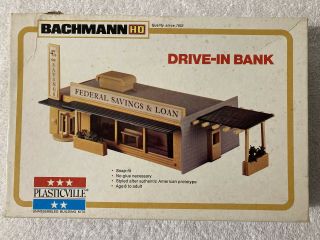 Vintage Bachmann Plastic Model Drive In Bank Snap Fit Kit No.  2922 Ho Scale