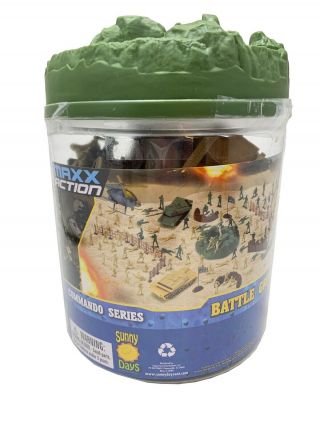 Maxx Action Battle Group Army Men Play Bucket - 100 Piece Military Soldier Plyst