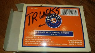 Lionel 6 - 14078 Die - Cast Metal Sprung Trucks Ln - W/box