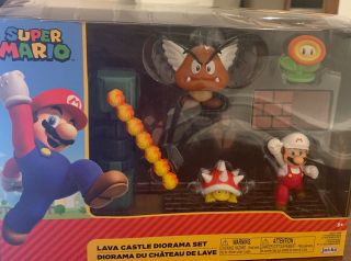 Nintendo Mario Lava Castle Diorama Play Set 2.  5 " Figure