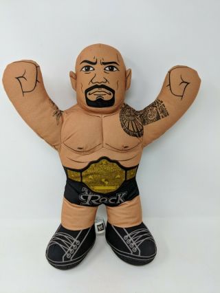 Wwe The Rock Brawlin Buddies Plush Stuffed Doll 2012 16 " Wrestling Needs Battery
