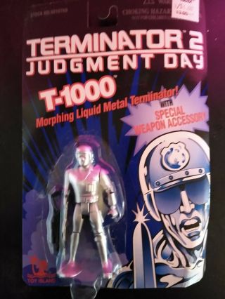 Vintage Terminator 2 T2 Judgement Day T - 1000 Figure Still On Card Toy Island