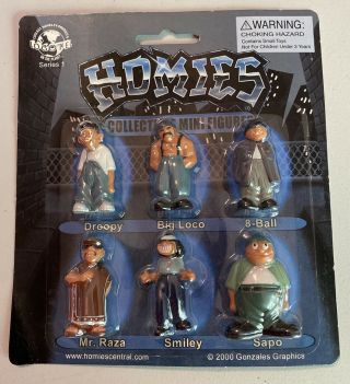 Homies Series 1 Rare Complete Set Of 6 Collectible Mini Figures Logotel 2000