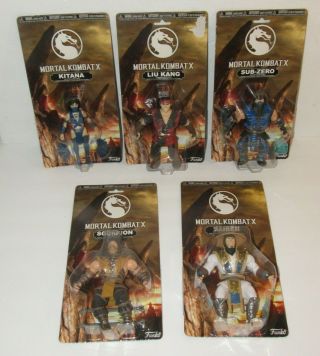 5 Funko Mortal Kombat X Sub - Zero Kitana Raiden Liu Kang Scorpion Action Figures