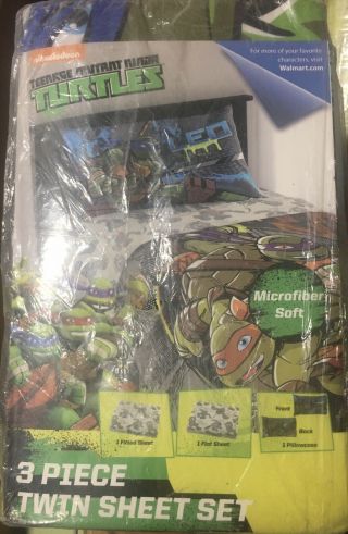 Nickelodeon Teenage Mutant Ninja Turtles Twin Sheet 3 Piece Set,  Microfiber