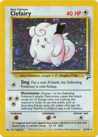 Clefairy Holo Pokemon Card Base - 2 Set Series 6/130