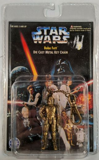 Star Wars Boba Fett Metal Die Cast Key Chain Placo Product Vintage Novelty Nos