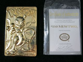 Pokemon 1999 Mewtwo 150 Gold Metal Plated Trading Card Burger King Nintendo