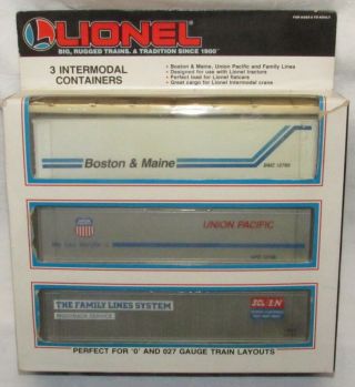 Lionel 6 - 12784 3 Intermodal Containers Boston & Maine Up Family O Gauge