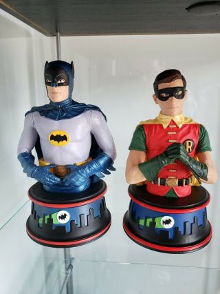 Diamond Select Classic Dc Comics Batman And Robin 1966 Tv Set Of 2 Statue Busts