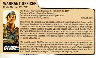 G.  I.  Joe Filecard Flint V1 Series Four Vintage 1985 Warrant Officer