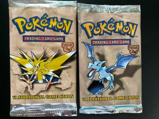 1999 Vintage Pokemon Fossil Booster Pack - Zapdos,  Aerodactyl Resealed