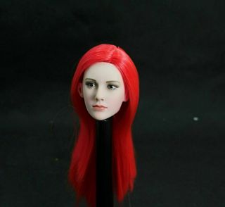 Custome 1/6 Female Red Long Hair Head Carving Pvc Head Sculpted Model