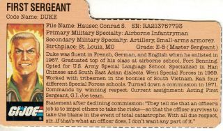 G.  I.  Joe Filecard Duke V1 Series Two Vintage 1983 First Sergeant