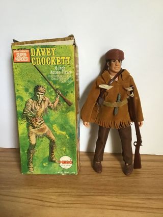 Vintage 1973 Mego Worlds Greatest Heroes Davey Crockett Action Figure Box