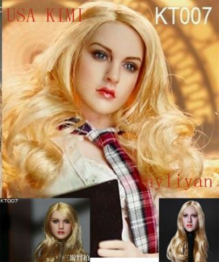 1/6 Scale Girl Female Head Sculpt&blond Hair For 12 " Figure Doll Art Model Toys