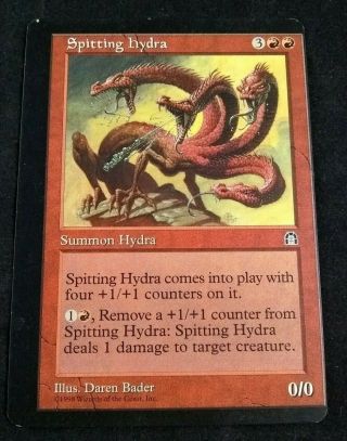 Mtg Magic The Gathering Spitting Hydra Stronghold Rare Severe Miscut Misprint