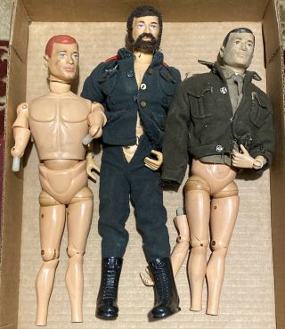 3 Authentic Vintage & Collectible 1964 G.  I.  Joe Jointed Action Figures & Clothes
