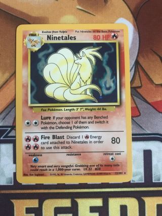 Base Set Ninetales 12/102 Holo Rare Good/nm Vintage Pokemon Card