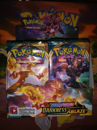 Pokemon Sword And Shield Darkness Ablaze Booster Box (opened) All Cards