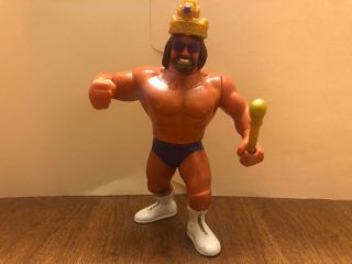 Vintage Wwf Hasbro Wrestling Figure Macho Man Randy Savage W/crown & Sceptor Htf