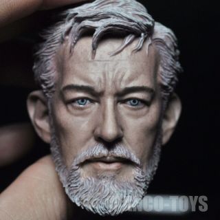 1/6 Scale Obi - Wan Kenobi Head Sculpt Star Wars Fit 12 " Male Figure Body