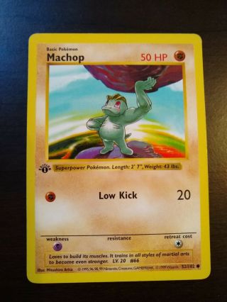Pokemon Card 1st Edition Base Set Shadowless Machop Nm