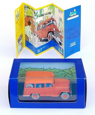 Voiture Car Tintin Atlas N°57 Jeep Des Pompiers Bleu Boite,  Certificat