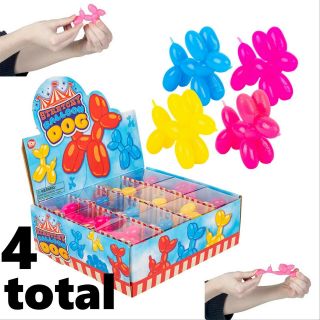 4 Strechy Balloon Dog - Party Favor Stretch Rubber Chid Toy - Assorted Colors