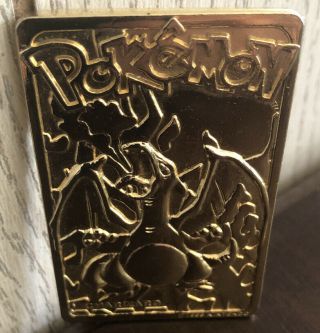 Vintage 1999 Nintendo Pokemon Charizard Burger King Promo 23k Gold Plated Card