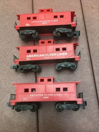 3 Vintage S Scale American Flyer Lines Red Caboose 24636