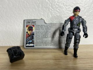 Low Light V1 Gi Joe 1986 Hasbro Action Figure With File Card And Back Pack Retro